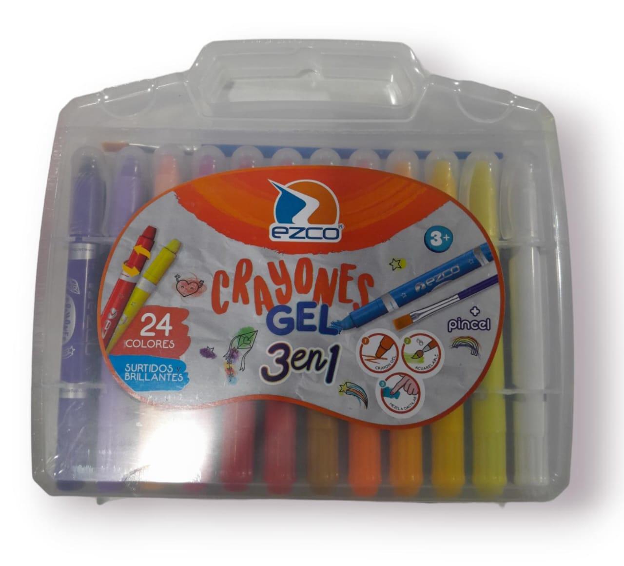 Crayones gel en valija X24 unidades + pincel - Ezco